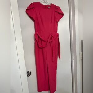 Calvin Klein Bright Pink Jumpsuit with Waist Tie